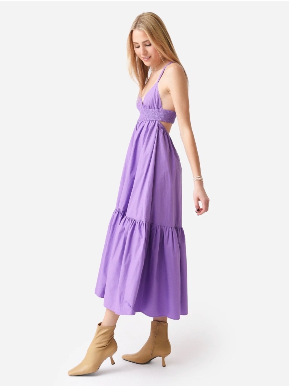 A.L.C. Lavender Cotton Smocked Halter Maxi Dress Size 0 | Summer Resort Dress